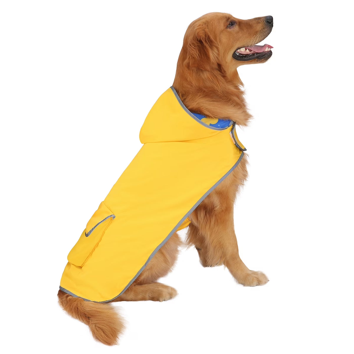 Reversible Dog Raincoat Hooded Slicker Poncho Rain Coat Jacket for Small Medium Large Dogs Yellow Ducks XXL